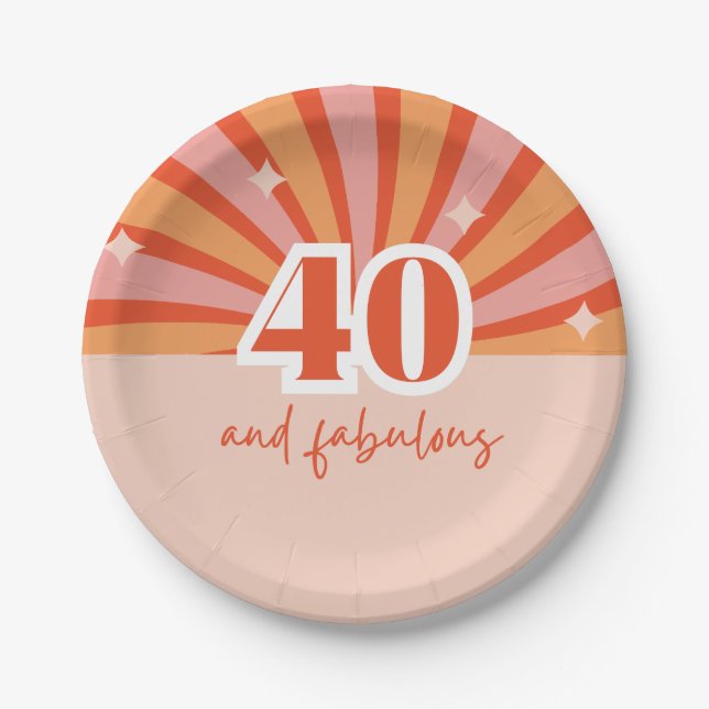 Prato De Papel "40 e fabuloso", pessegueiro brilhante retrorativo (Frente)
