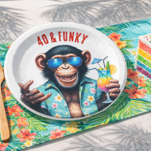 Prato De Papel 40 e um Verão Funky do Macaco de 40º Aniversário
