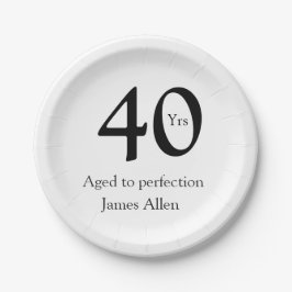 Prato De Papel 40 years aged to perfection birthday name simple 