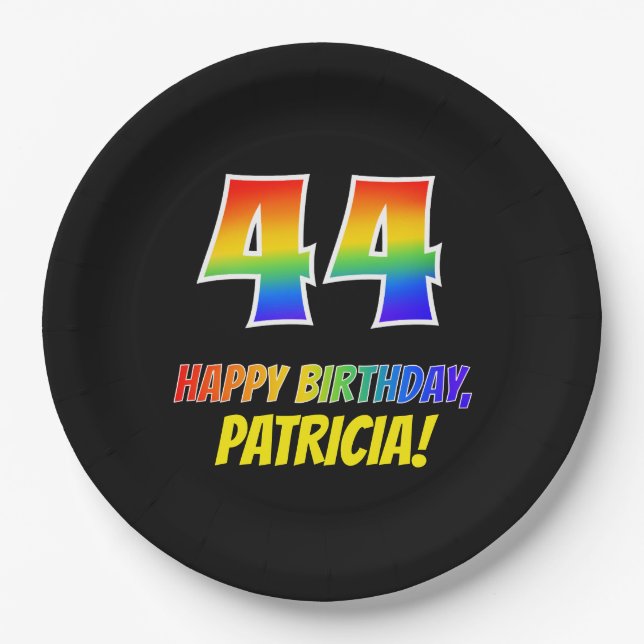 Prato De Papel 44 Aniversário: Negrito, Divertido, Simples, Arco- (Frente)