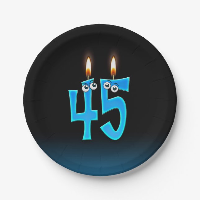 Prato De Papel 45º Aniversário com números de velas iluminadas (Frente)