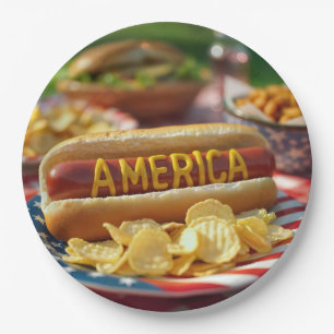 Prato De Papel 4 de julho American Hot Dog