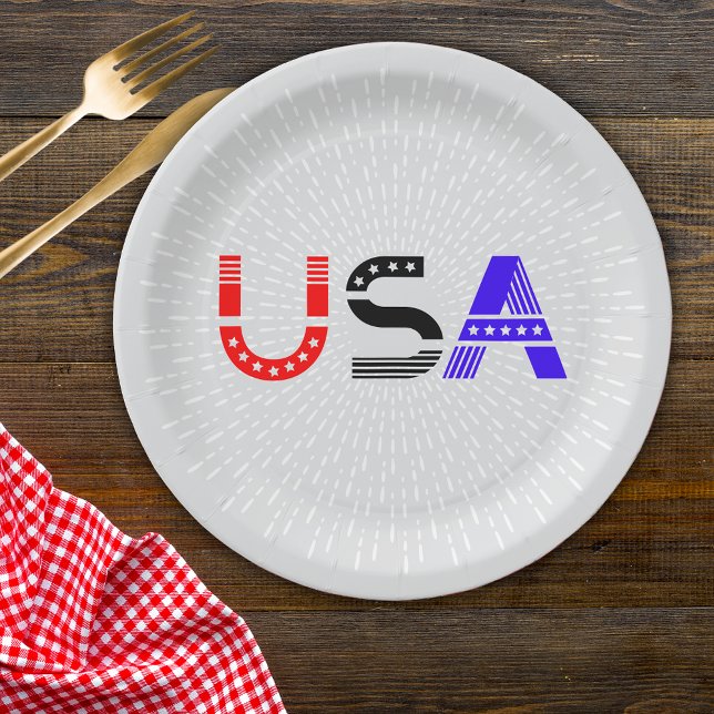 Prato De Papel 4 de julho CHURRASCO USA Paper Plates (Criador carregado)
