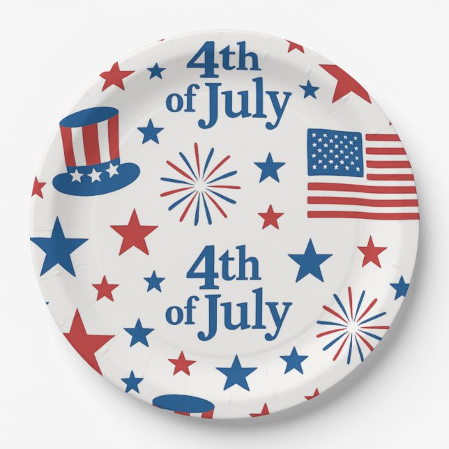 Prato De Papel 4 de julho de 2010 Bandeira Patriótica Party (Frente)