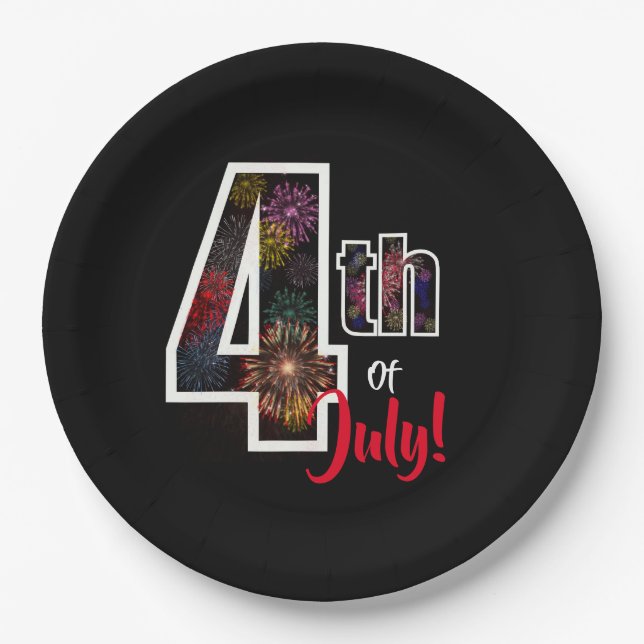 Prato De Papel 4 de julho de fogos de artifício (Frente)