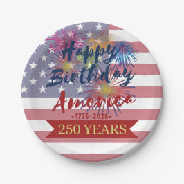 Prato De Papel 4 de Julho Feliz Aniversário América EUA 250º