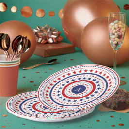 Prato De Papel 4 De Julho, Parte CHURRASCO Do Monograma Das Estre