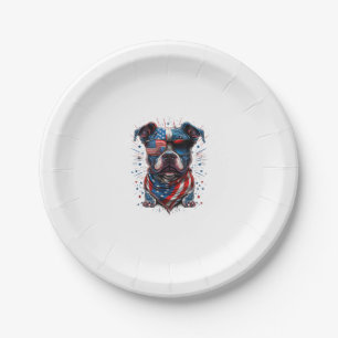 Prato De Papel 4 de julho Patriotic Staffordshire Bull Terrier D