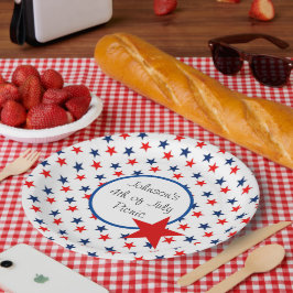 Prato De Papel 4 de julho Personalizar Texto Patriótico Picnic