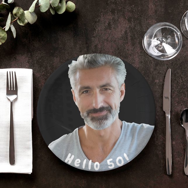 Prato De Papel 50ª foto de aniversário alô 50 caras homens (Criador carregado)