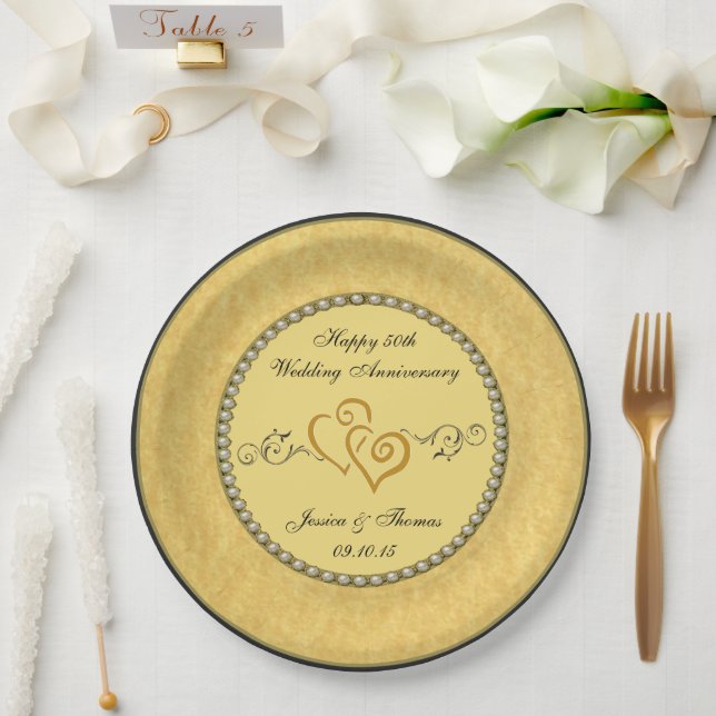 Prato De Papel 50ª Placa de Papagaio de Casamento do Ouro (Casamento)