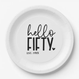 Prato De Papel 50º Aniversário Alô Cinquenta Camisa
