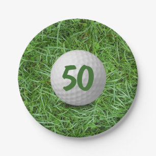 Prato De Papel 50º aniversário da Bola de Golfe em Grass Paper 
