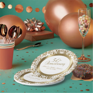 Prato De Papel 50º aniversário de casamento do Ouro