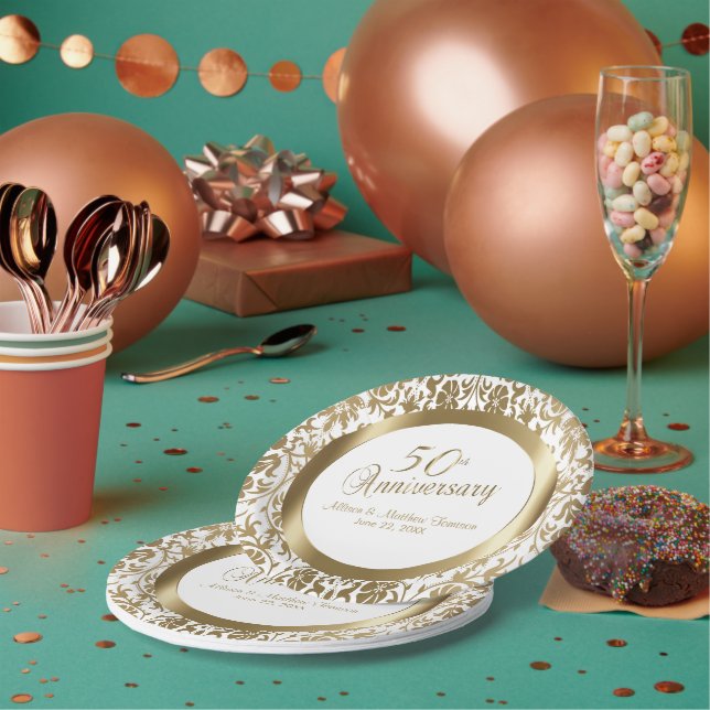 Prato De Papel 50º aniversário de casamento do Ouro (Múltiplo)