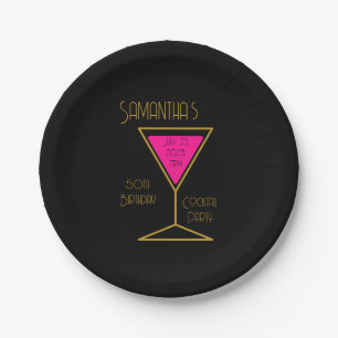Prato De Papel 50º aniversário do Coquetel Dourado negro
