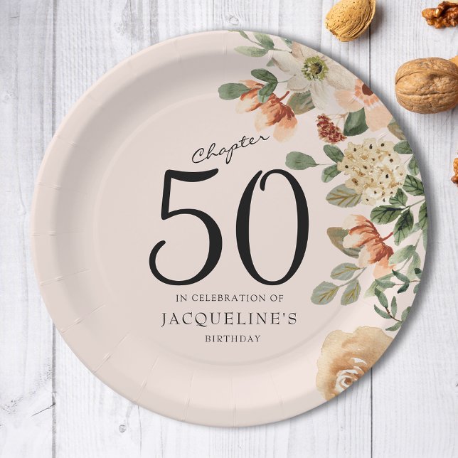 Prato De Papel 50º Aniversário Vintage Floral (50th Birthday Vintage Floral Paper Plates
Discover the perfect addition to your loved one's party.)