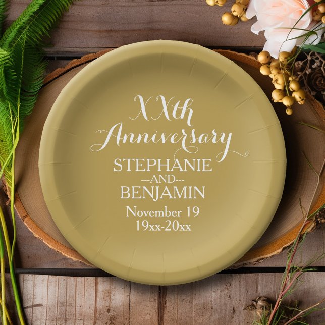 Prato De Papel 50º ou Outro Aniversário de Casamento Personalizad (Personalized Wedding Anniversary Party Plates)