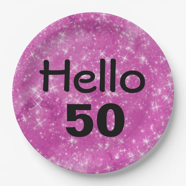 Prato De Papel 50.º Aniversário - Lente Rosa (Frente)