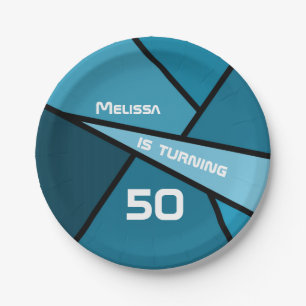 Prato De Papel 50.º Aniversário Moderno Formas Geométricas do Tea