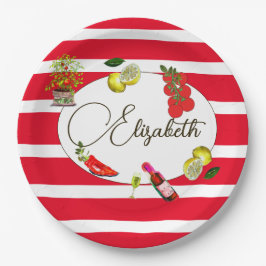 Prato De Papel 50.a Faixa Vermelha Vermelha italiana Lemon Medite