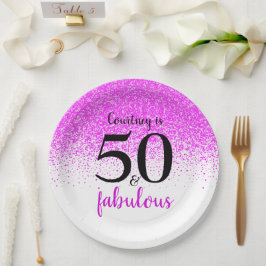 Prato De Papel 50 and Fabulous Hot Pink Confetti Custom Script