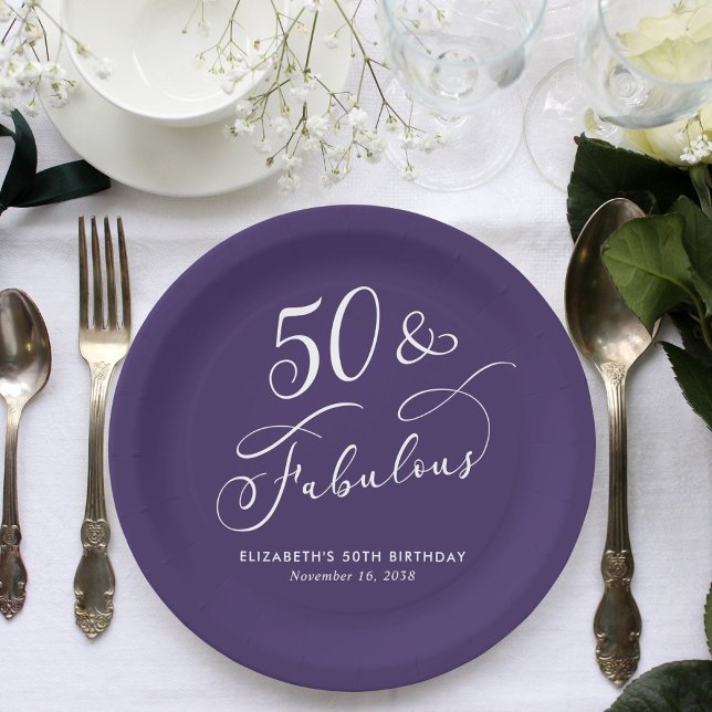Prato De Papel 50 Aniversário Fantástico Roxo (Criador carregado)