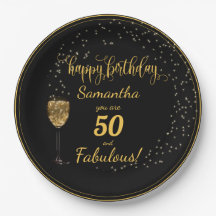 50 e Fabuloso Aniversário Negro e Dourado
