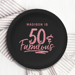 Prato De Papel 50 e Fabuloso nome de aniversário de 50 anos com
