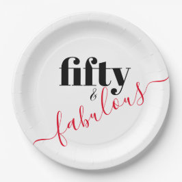 Prato De Papel 50 e Fabuloso Script Preto e Vermelho