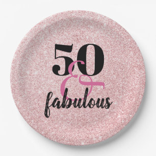 Prato De Papel 50 e Festa de aniversário brilhante Faux PInk Faux