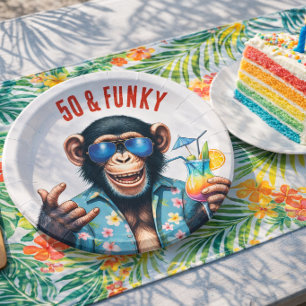 Prato De Papel 50 e Macaco Funky do Verão Aniversário de 50 anos
