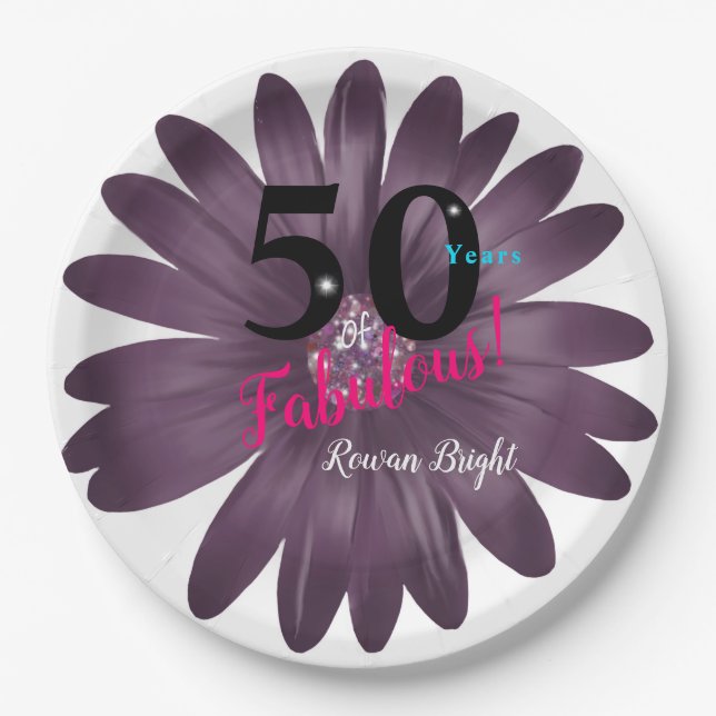 Prato De Papel 50 Fabulosa margarida roxa, versátil (Frente)