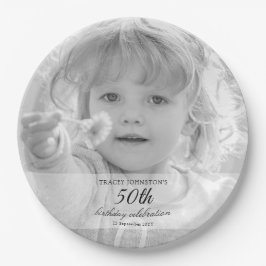 Prato De Papel 50th Birthday Party Black and White