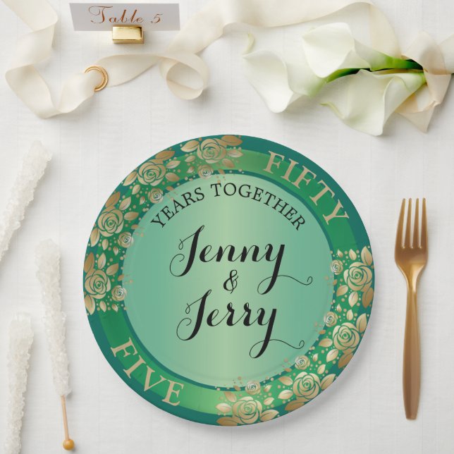 Prato De Papel 55.ª Placa de Papel de Aniversário do Emerald (Casamento)