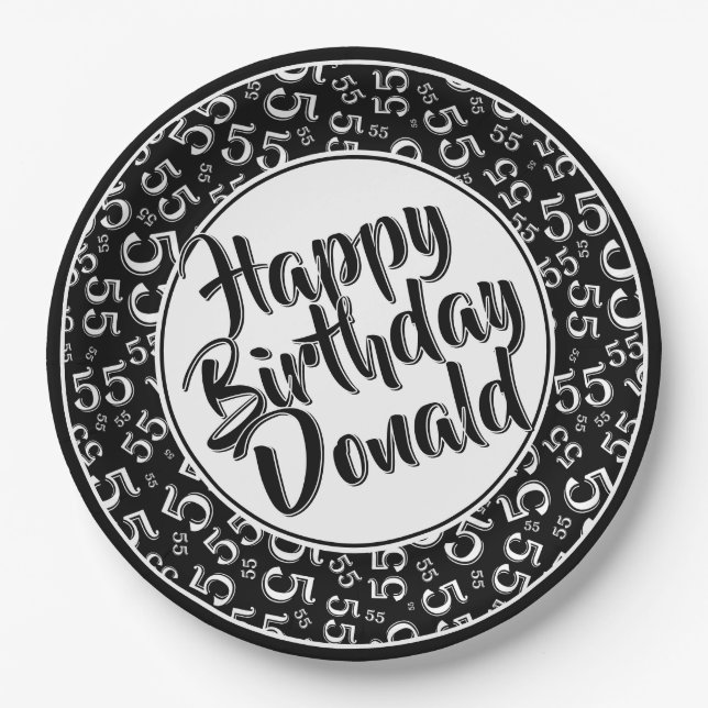 Prato De Papel 55th Black/White Random Number Pattern (Frente)