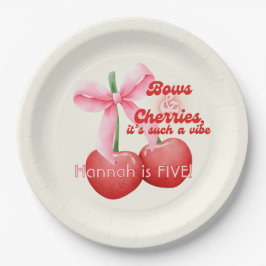 Prato De Papel 5 Birthday Coquette Cherries Arcos Bubble Letters