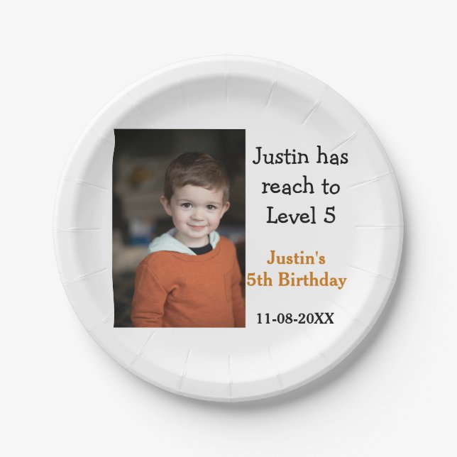 Prato De Papel 5 jogo de aniversário em data moderna (Frente)