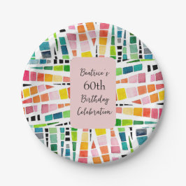 Prato De Papel 60º Aniversário - Padrão Geométrico
