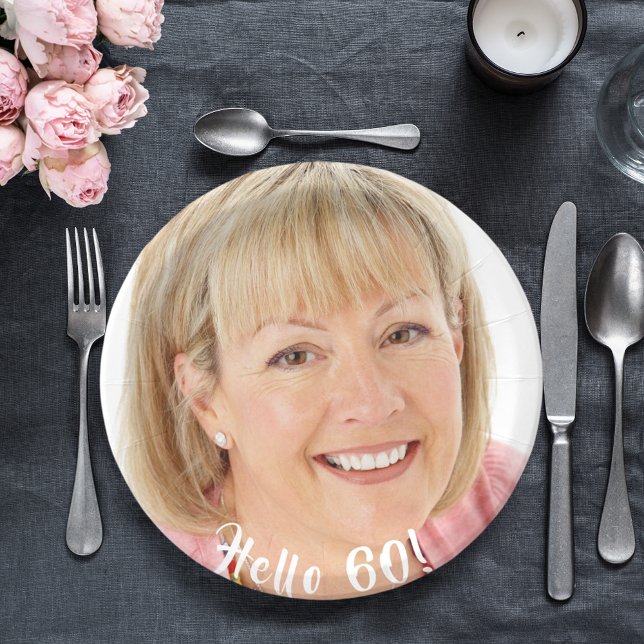 Prato De Papel 60° aniversário foto saudação 60 60 (Criador carregado)