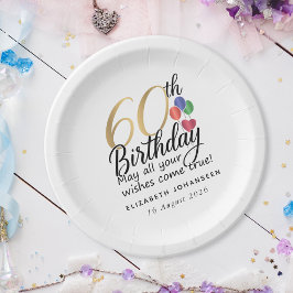 Prato De Papel 60th Birthday Script Gold Typography Modern Party
