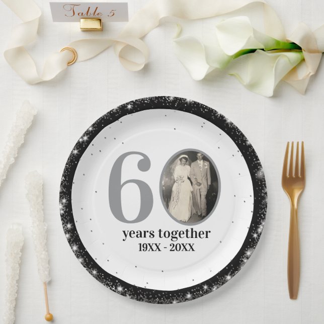 Prato De Papel 60th Diamond wedding anniversary (or ANY 0 YEAR) (Casamento)