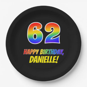 Prato De Papel 62º aniversário: Negrito, Divertido, Simples, Arco