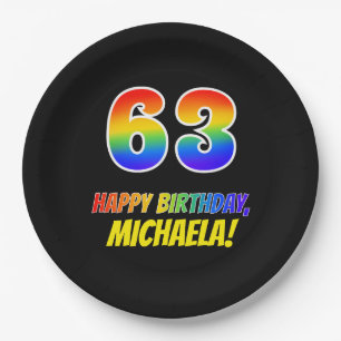 Prato De Papel 63º aniversário: Negrito, Divertido, Simples, Arco