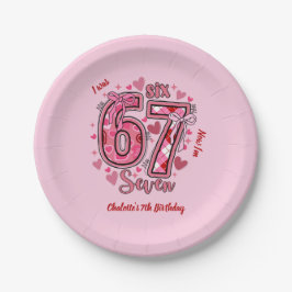 Prato De Papel 6 7 Six Seven Meme Trend Pink Girls 7th Birthday