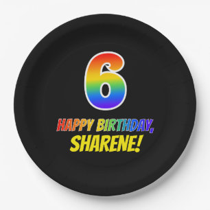 Prato De Papel 6 de aniversário: Negrito, Divertido, Simples, Arc