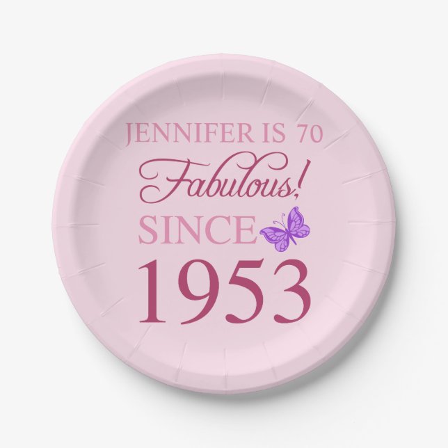 Prato De Papel 70 Aniversário 1953 Para As Mulheres (Frente)
