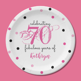 Prato De Papel 70 anos fabulosos, bolinhas adiciona placas de pap