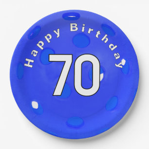 Prato De Papel 70 Birthday Blue Pickleball