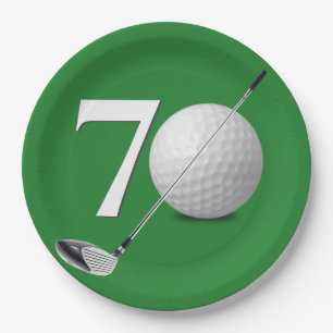 Prato De Papel 70 Birthday Golf Ball and Club On Green